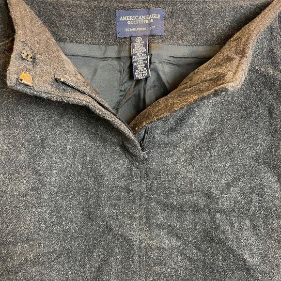 American Eagle Wool Blend Mini Skirt Sz 8 Dark Gray Lined Pockets EUC - Picture 4 of 9